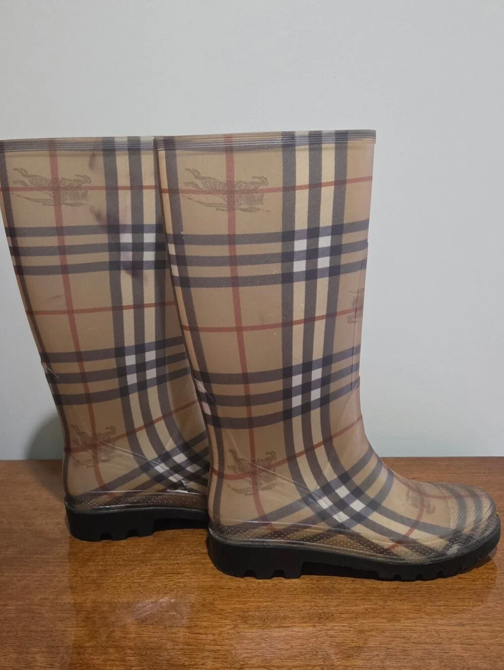 Burberry Haymarket Check Rubber Mid Calf Rain BootsSize US 6.5 EU 37 UK 4